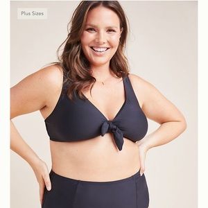 Anthropologie plus black bikini top 3x tie nwt